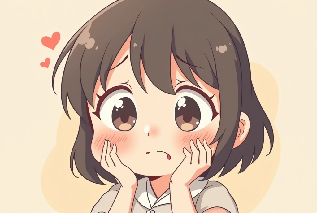 Cartoon image of a with a confused and upset face, cartoon, cute cartoon, cute cartoon style, motherly love, cute illustration, clean anime art, simple background