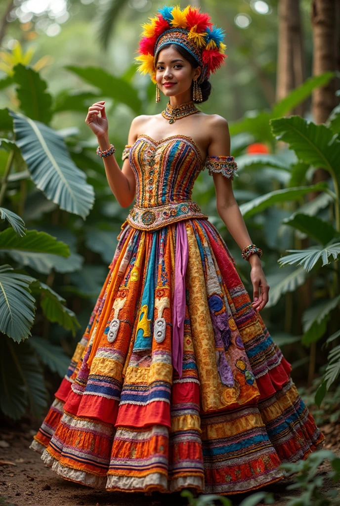 A typical Colombian costume made from recyclable materials