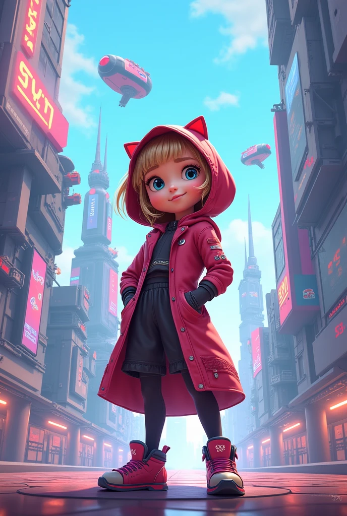 Masha the girl from the cartoon ,,Masha and the Bear,, adult 2,In the city of the future