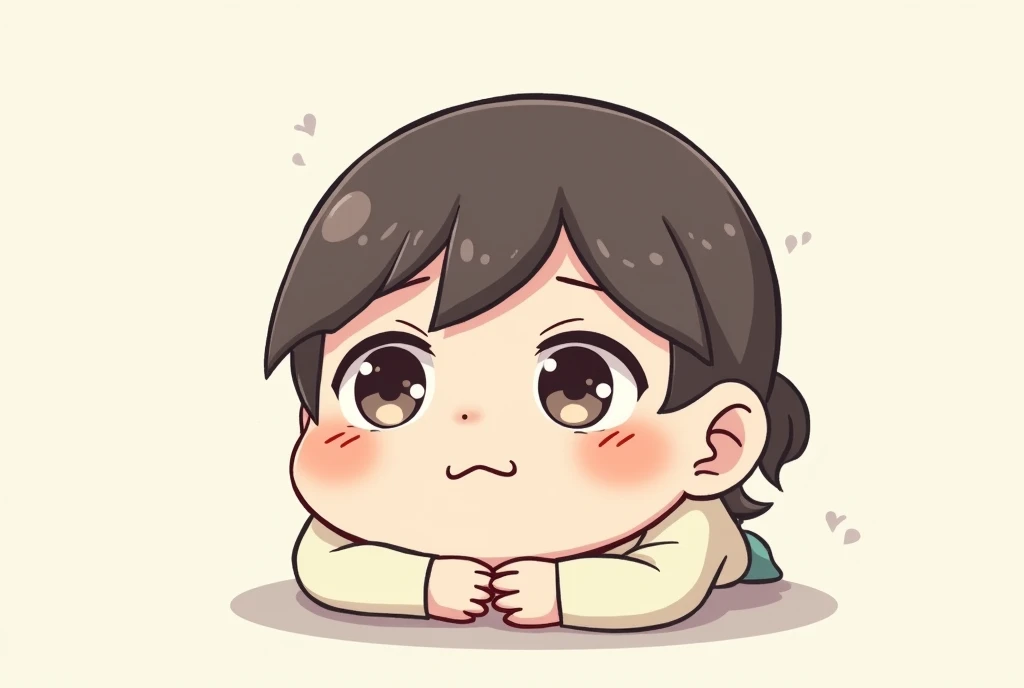 Cartoon image of a  with a gloomy and disappointed look, cartoon, cute cartoon, cute cartoon style, motherly love, cute illustration, clean anime art, simple background