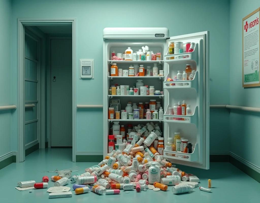 We need an image of a fridge filled with medicine.