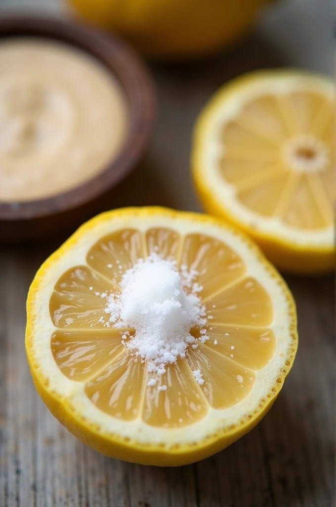 A lemon, two tablespoons of tahini and salt  