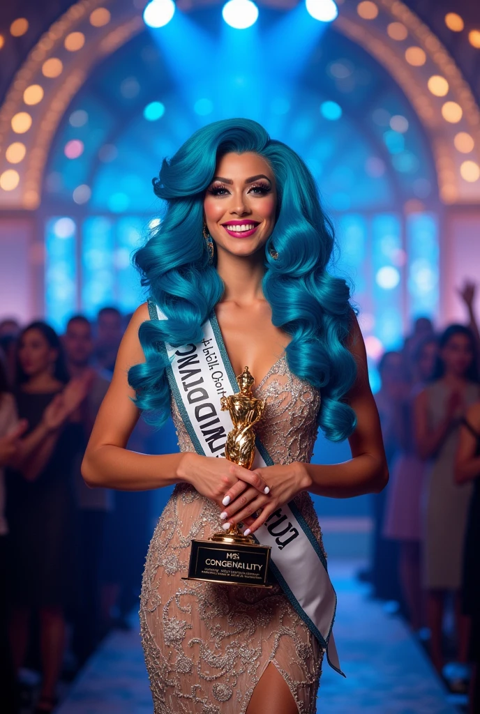 Have a drag queen with blue hair win an award "Miss Congeniality"