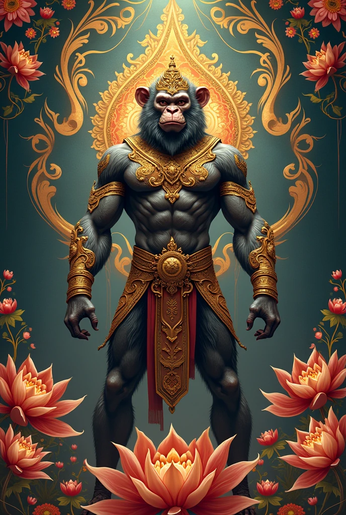 Hanuman with powerful Thai pattern