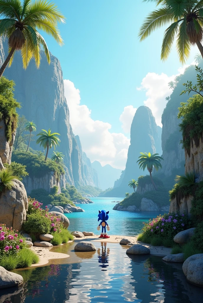 elements from the "sonic" game universe on islands, photo realistic, ultra detailed,panoramic, with every scale, fold and texture meticulously rendered in ultra-high definition, evoking a sense of tangible, realistic presence against a neutral, gradient environment. clean composition,polished photofgraphic,sacred geometry composition, 8k resolution, using cutting-edge Unreal Engine 5 technology to produce an image of unparalleled fidelity, with 4:9 aspect ratio resolution and quality setting 2, scaled to 1000 pixels.