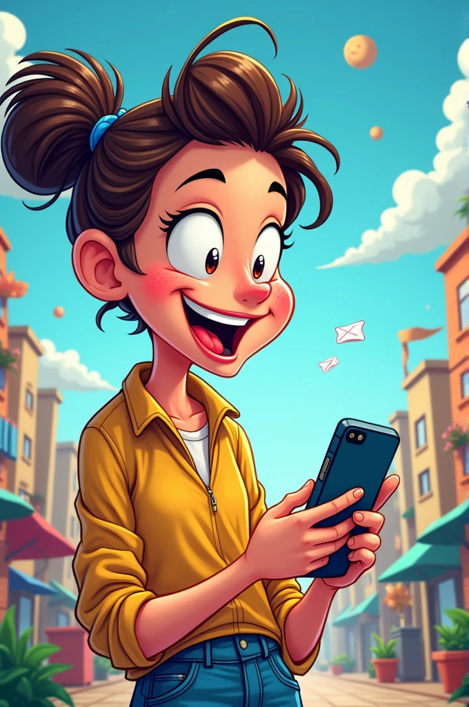 A cartoonist AI image of a person who is see jokes in mobile