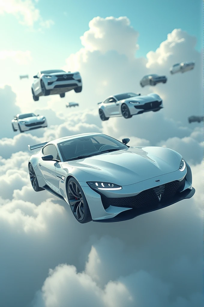 Create image of cars flying in the sky