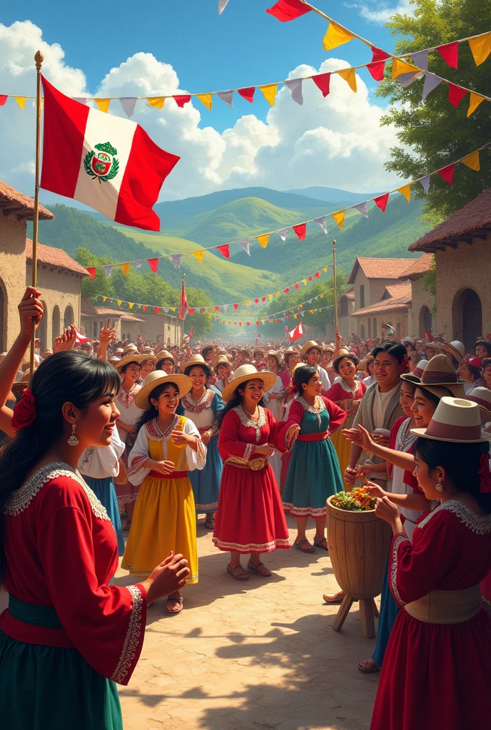 Peasants celebrate Peru's independence