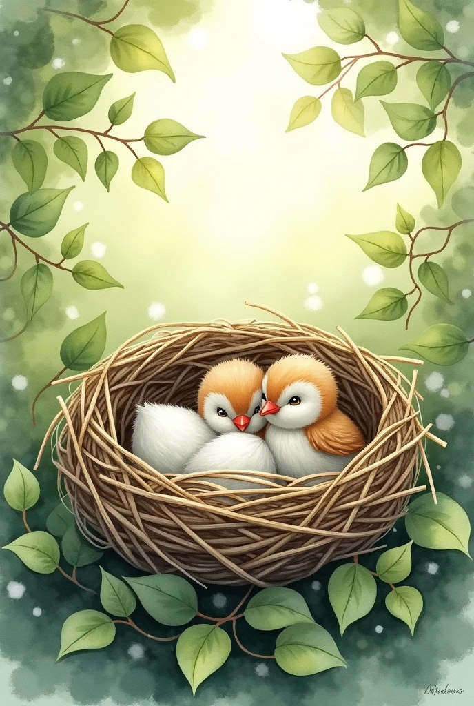 You could make a watercolor drawing for a story about a nest