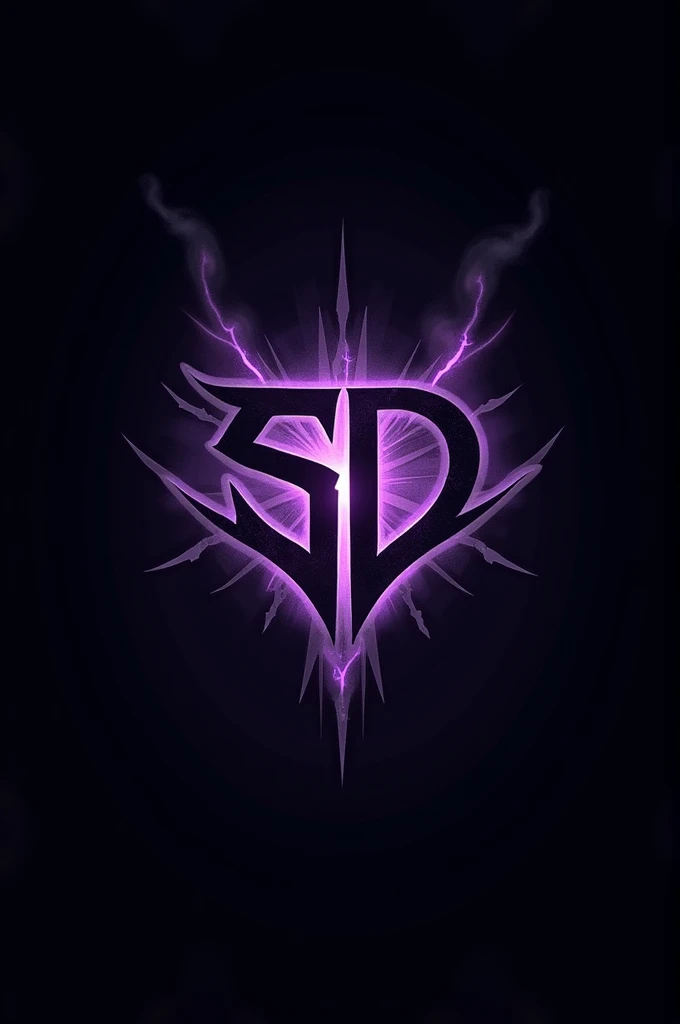 Generate me a clan logo with the name SD and Shadow Nexus below the SD. And also add some purple aura behind it and a whole black background.