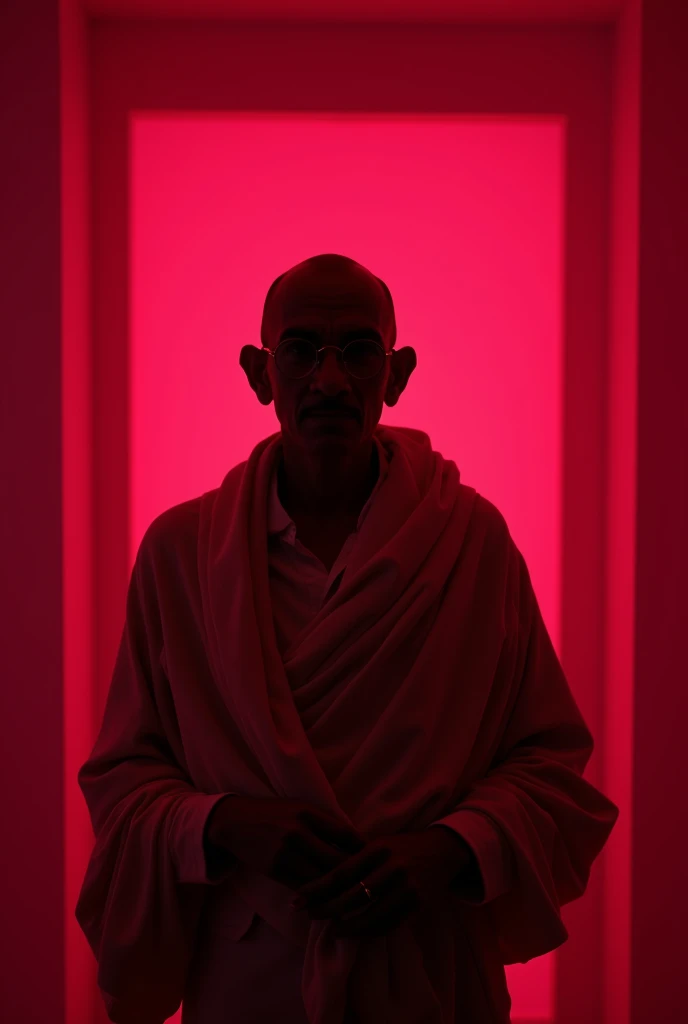 Gandhiji in a red light are .with beautiful sex workers in night with neon pink and black light.