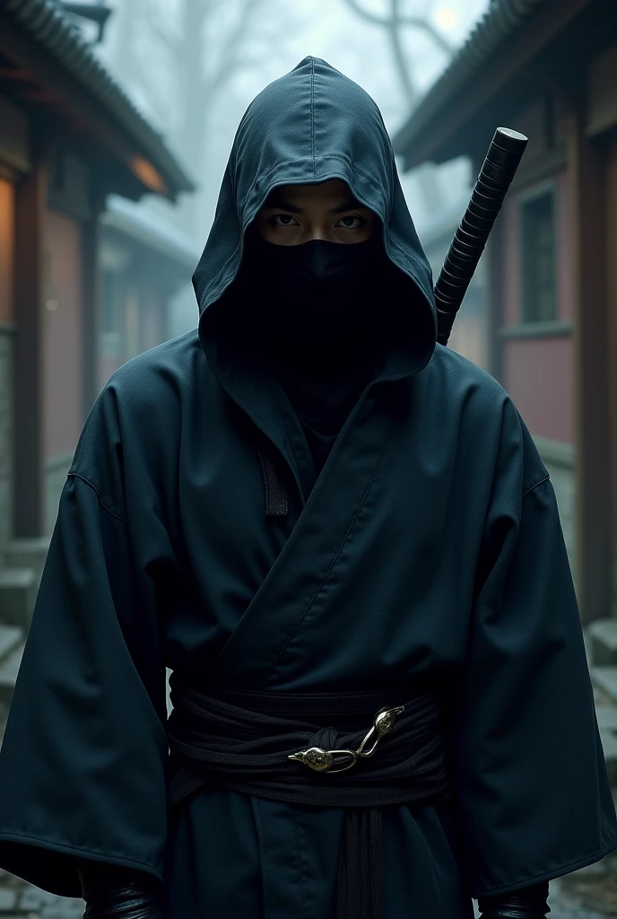 Japanese ninja, portraite, realisitic, illustration 