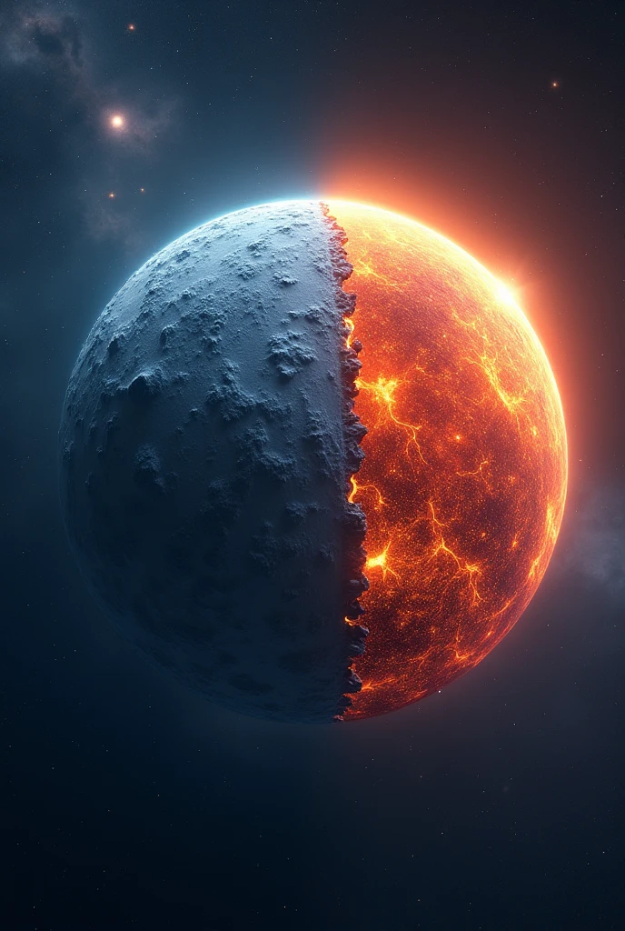 Outer space frozen on one side and super hot on the other