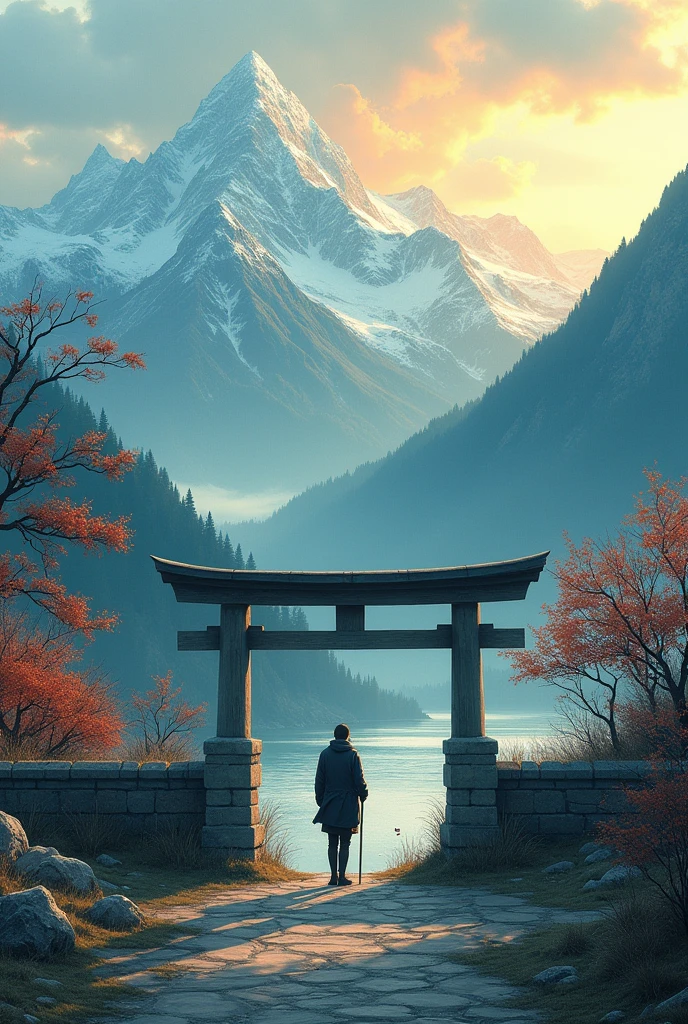 Cold mountains turn green,Autumn water rippling。
Leaning on the stick outside the firewood gate,Listening to the evening cicada in the wind。
The sunset over the ferry,Solitary smoke in the ruins。
complex value pick up drunkenness,Kyoka Goryu-mae。