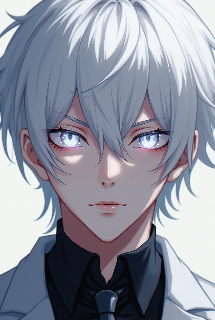 white hair white eye brow white eye with 4 vector wing star in there and exclusive eye brow anime
handsome man