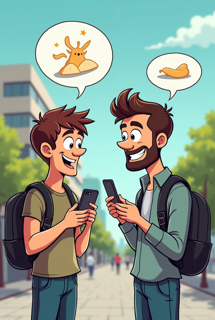A cartoonist AI image of a male person who is see jokes in mobile but a youtuber do not see him jokes