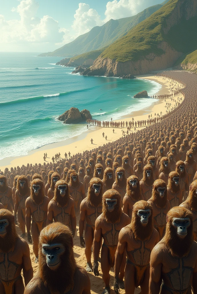 So many Walking Vanar sena near beach - in landscape image