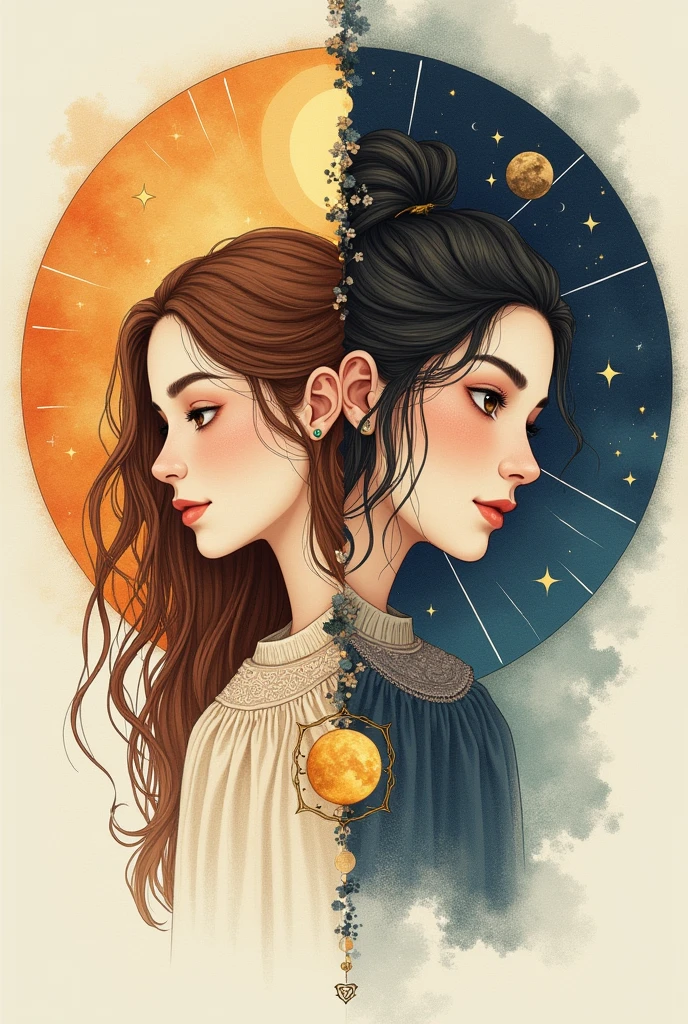 Sketch two girls one with sun in pisces and moon in leo and the second one sun in scorpio moon in pisces and ascendant in libra appearances