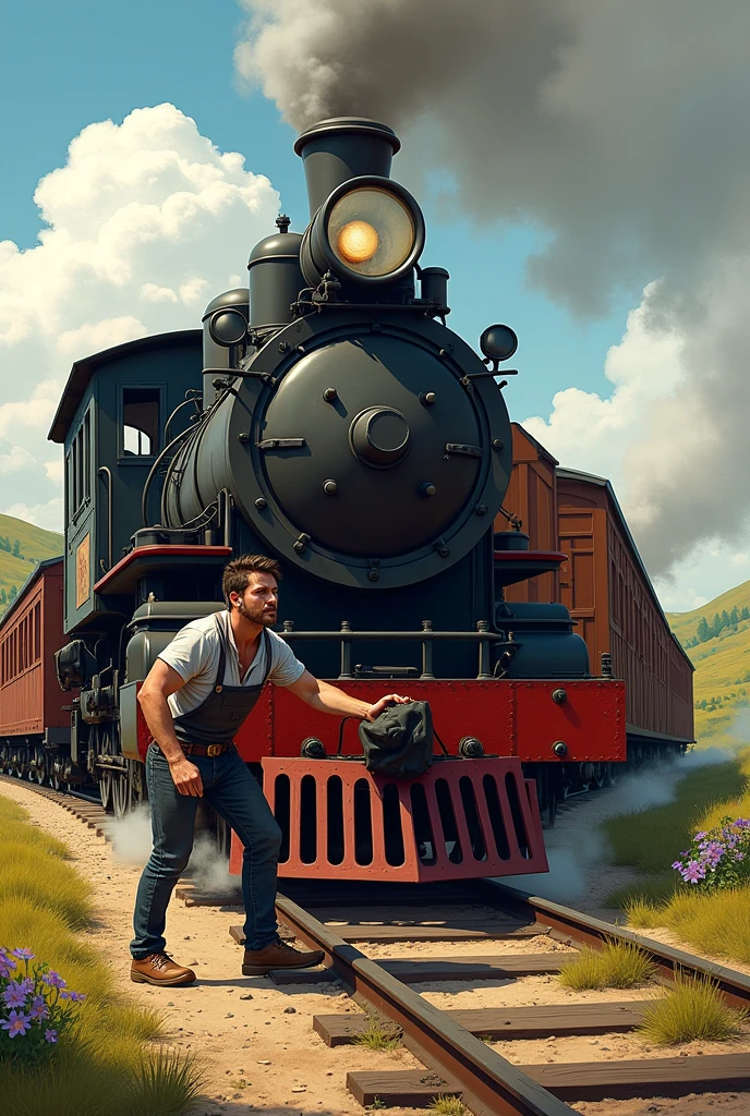 Oscar pushing a Spanish Train