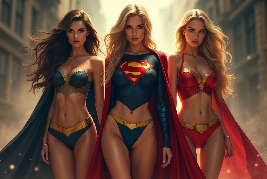 score_9, score_8_up, score_7_up, score_6_up, source_cartoon, adult women, (3women) 3 women, Batgirl, Supergirl, StarGirl, extremely lifelike, very beautiful, sexly, big-ass, legs thick, e Fitness, erotic, nsfw, Looking into the camera, whole body, Looking into the camera, BREAK shallow depth of field, highly detailed, bokeh, moody, epic, gorgeous, grainy, BREAK (ultra-detailed), (best illustration), (best shadow), (absurdres), BREAK (detailed background), (very aesthetic).