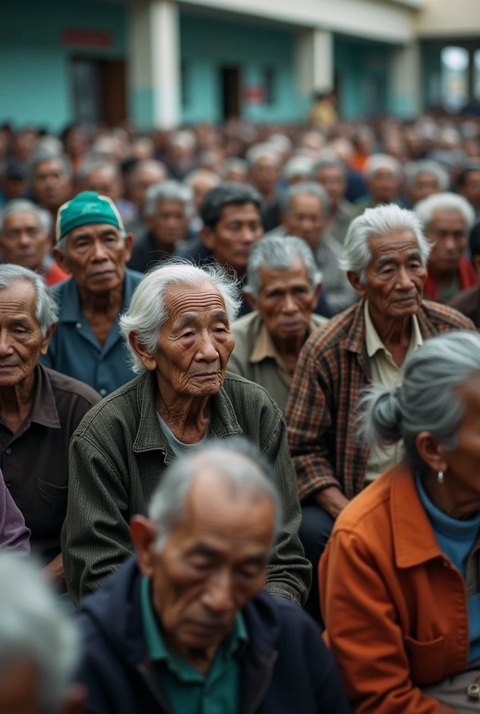Hundreds of elderly Thai men and women sat waiting to receive medicine in front of the nurse's room in the hospital, looking chaotic.