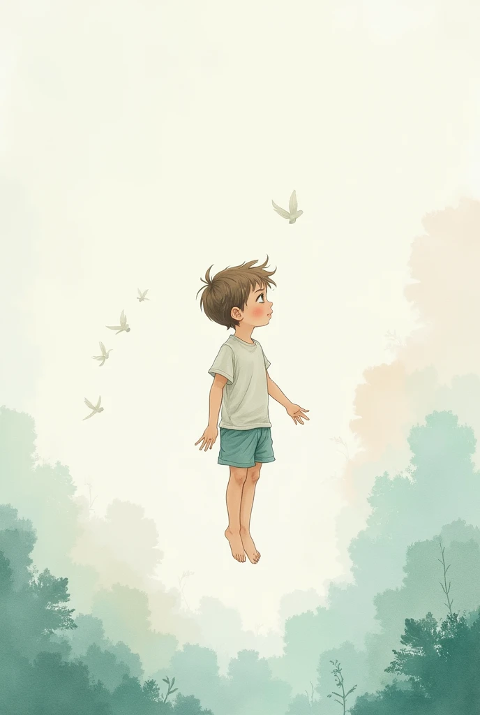You could make a watercolor drawing for a story of a boy floating