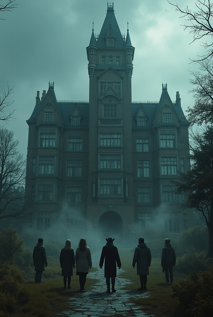 A huge building can be seen, it looks like an old school, in front of it is a garden where a few students are staying, they are clearly not normal, some are werewolves while others are witches, everything is very dark and realistic