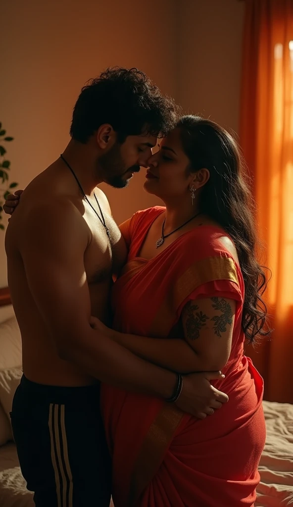 A 60 year naked mallu aunty hugging 25 year boy in badroom (very big breast ) ( hot aunty)