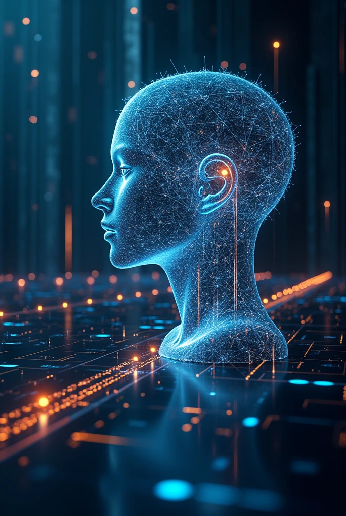 Use imagery of neural pathways overlaid with digital circuits, glowing data streams, or abstract representations of machine learning algorithms without any human or robot in it