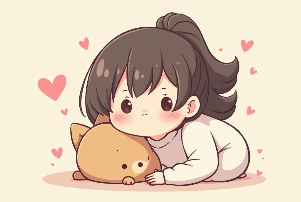 1  with dull expression, cartoon, cute cartoon, cute cartoon style, motherly love, cute illustration, clean anime art, simple background