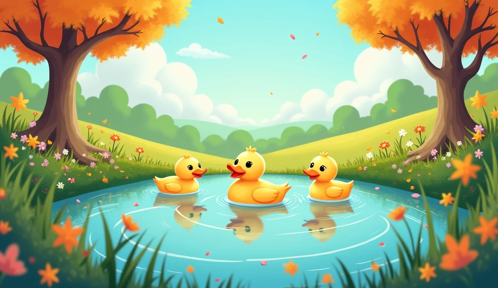 Create an cartoon image of a draught pond