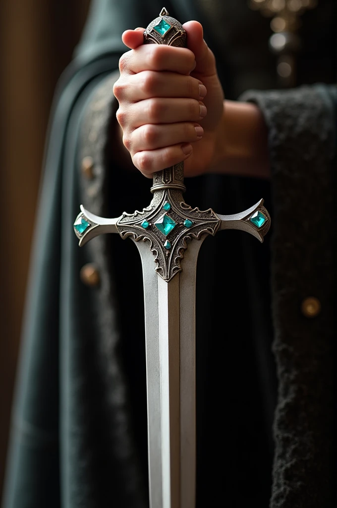 Rhaenyra Targaryen's white dagger adorned with turquoise diamonds in House of the Dragon.