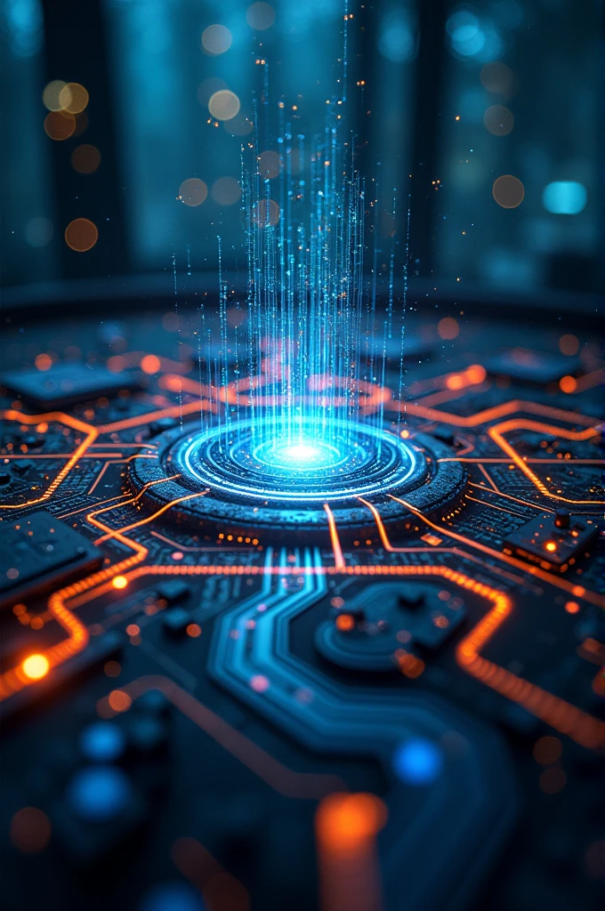 Use imagery of neural pathways overlaid with digital circuits, glowing data streams, or abstract representations of machine learning algorithms without any human or robot init