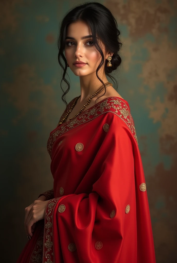 A woman in red saree 
 
