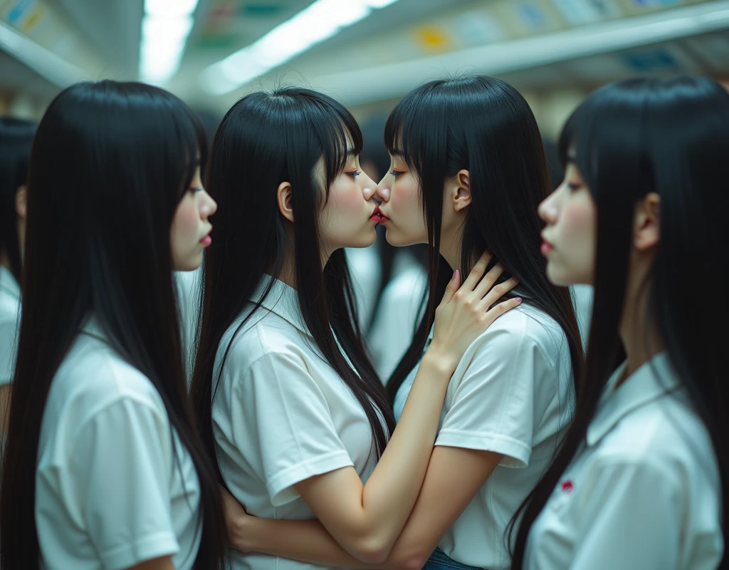 (Japanese Clone-girls=Myself), (Super Best masterpiece Clone-girls Raw Photography Art), (16K, Highest quality, Ultra-high resolution, RAW Photos), (It&#39;s so unrealistic., With unparalleled depiction, With an unfathomable sight, An unprecedented and shocking worldview, Clone-girls: In a world of mass reproduction, Ultra-realistic depiction), (Japanese Girls, Hamabe-Minami, 18yo), (Small face, Thick black hair, long hair, Dark Eyes, Mature face, Cute Smile, Smiling face, A gentle gaze), (Very pleasant look), (Very beautiful and detailed girl, Accurate body structure, Accurate body movements, Very detailed body), (Super big breasts, Large bulge of ample breasts), (high school girl, White shirt, Short skirt, hour々I can see your pants, Cleavage Emphasis, Emphasise the fullness of your breasts), (Very detailed, Myself cloning, Depiction of splitting oneself, 1Myself girl→1,000,000,000,000,000,000,000,000,000,000Myself cloning girls), (Myself clone girlsは, With the same perfect appearance, to multiply in large numbers), (Very detailed depiction, Myself&#39;s multiplying female body, In the same female body,With the same face, With the same hairstyle, In the same clothes, At the same height, 同じSuper big breastsで, A completely indistinguishable female body, 1,000,000,000,000,000,000,000,000,000,000 people), (Myself girls only), (1,000,000,000,000,000,000,000,000,000,000Myself girls), In a crowded train, Amazing super close contact, Packed, Myself in the crowd, Physical contact, hug, Chest to Chest, kiss, Touching breasts, Happy smile, No front shot