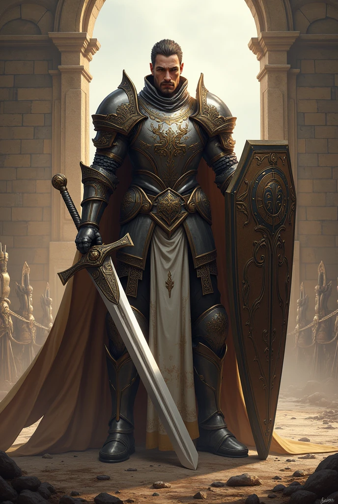 Paladin with a greatsword and shield 