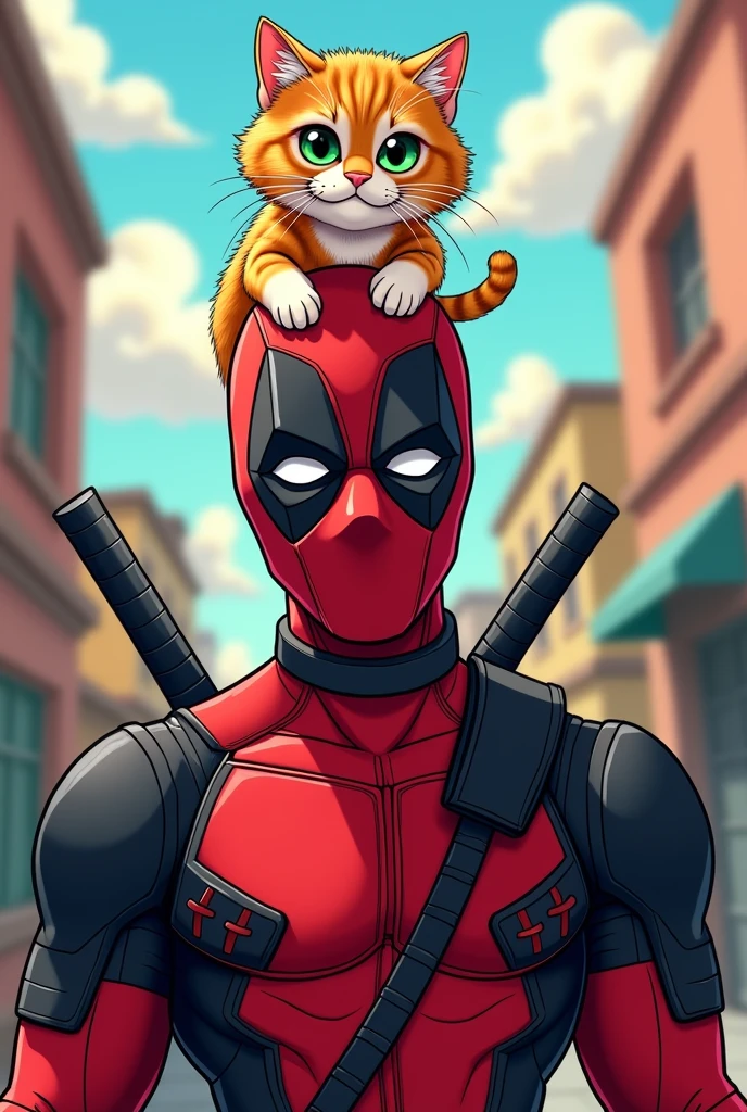 Deadpool with cat