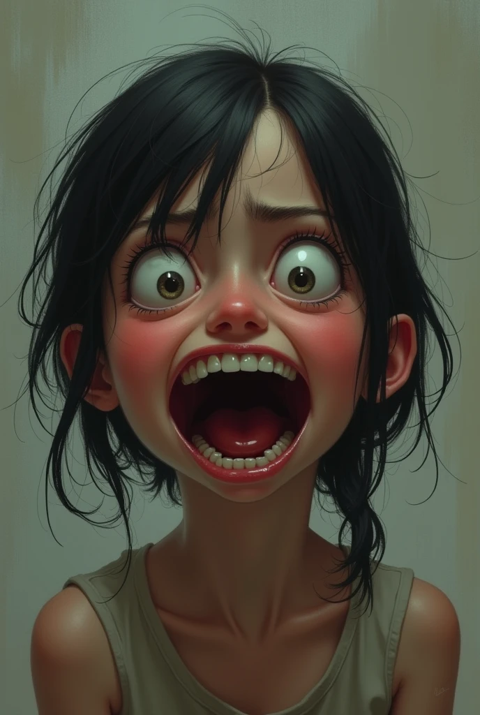 Anxiously laughing girl