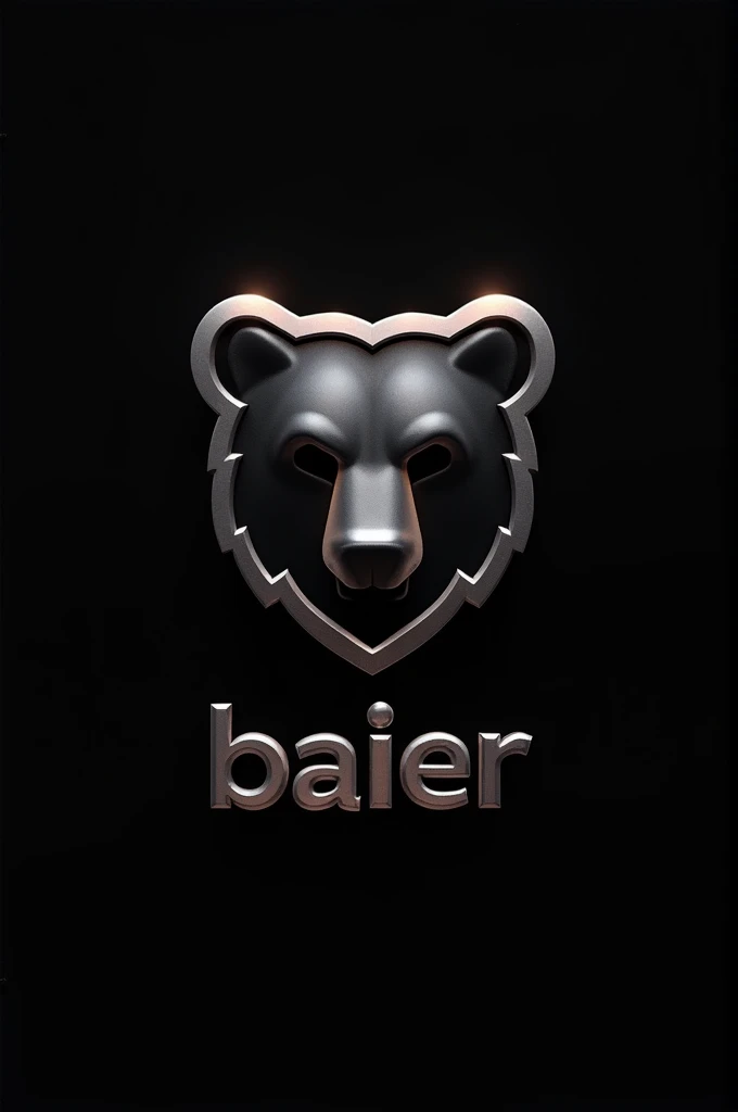 A black background image with metallic silver letters with the outline of a bear's head and at the bottom the word BÄREN