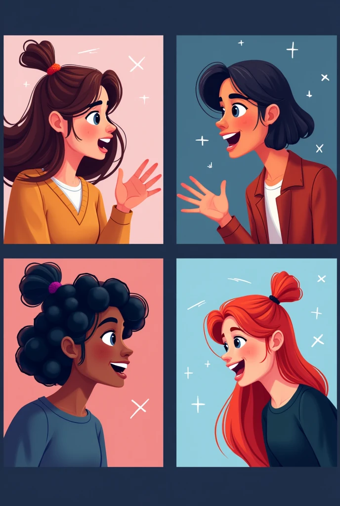 three girls and one guy on a video call