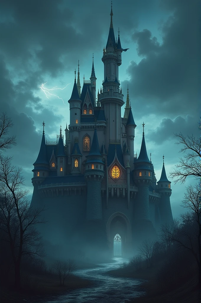 Disney castle with dark tones 
