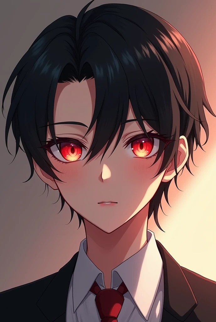 anime boy, adolescent, bonitas, Eyes red, blackquality hair, skin fair, aduto