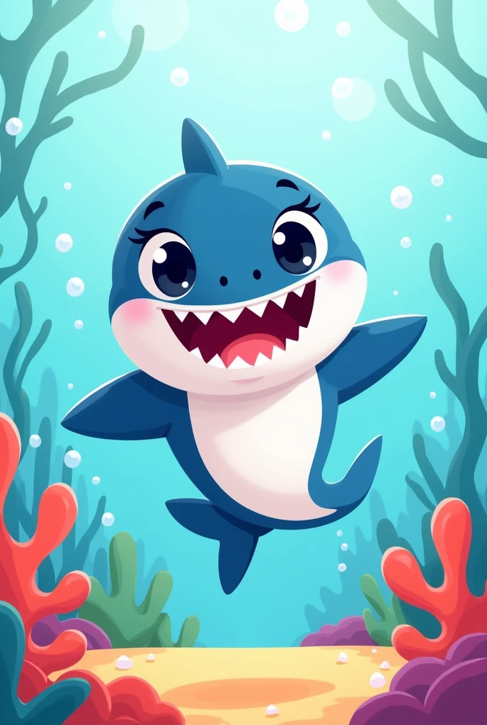 Baby shark with animation kids cartoon