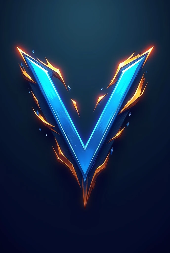 create an e-sports style V logo, blue with gold and with a small writing above VANGUARD above,