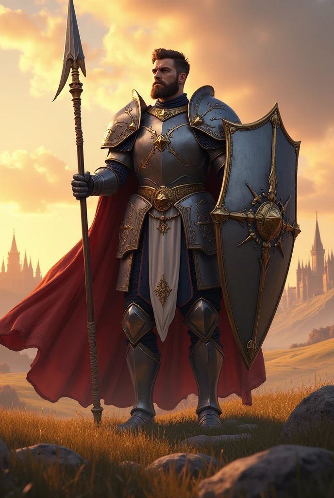 Paladin with a spear and tower shield