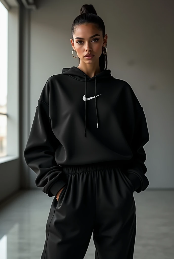 Queen in black nike sweatshirt 