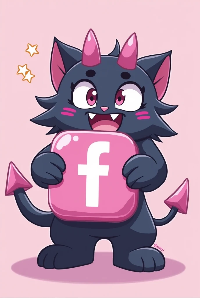 can you create a facebook logo but pink while sanrio Kuromi holding the logo