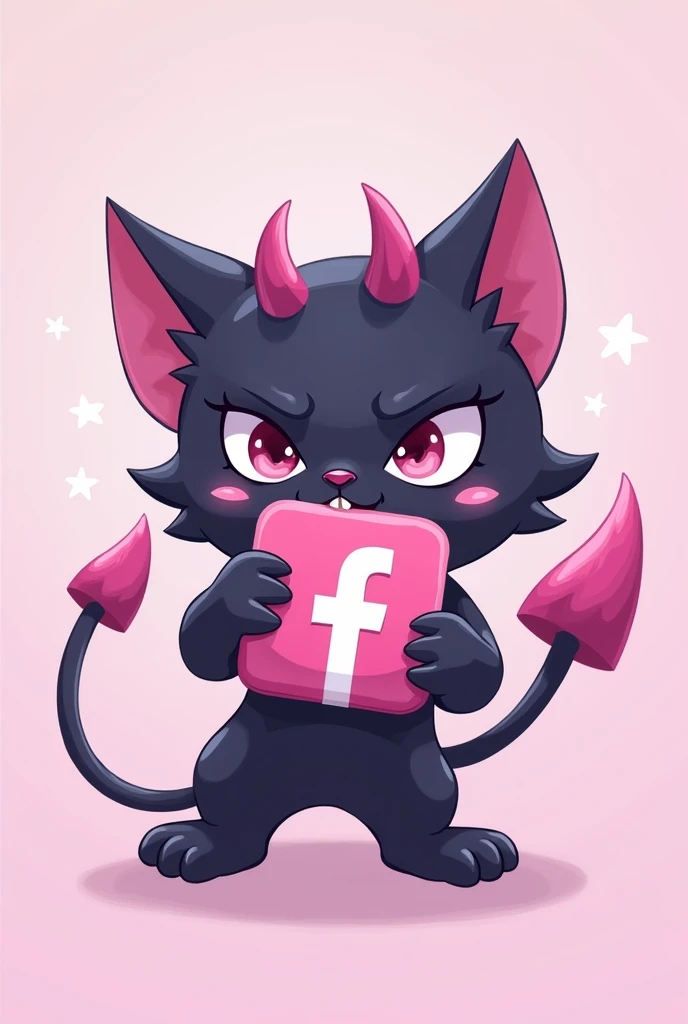 can you create a facebook logo but pink while sanrio Kuromi holding the logo