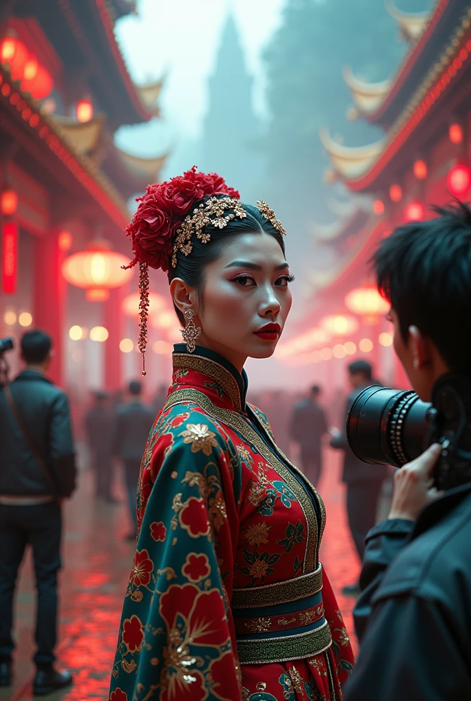 Chinese Lady Gaga filming a movie
