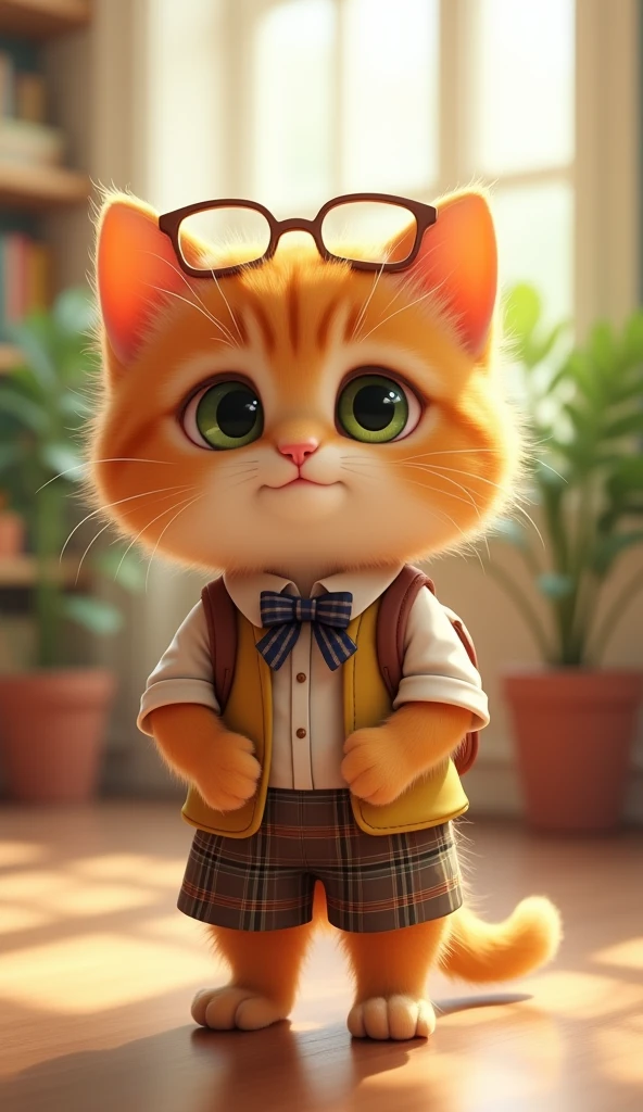 cute kitten wearing a school uniform